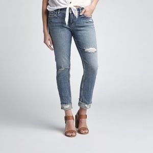 Elyse Mid Rise Ankle Slim Leg Silver Jeans